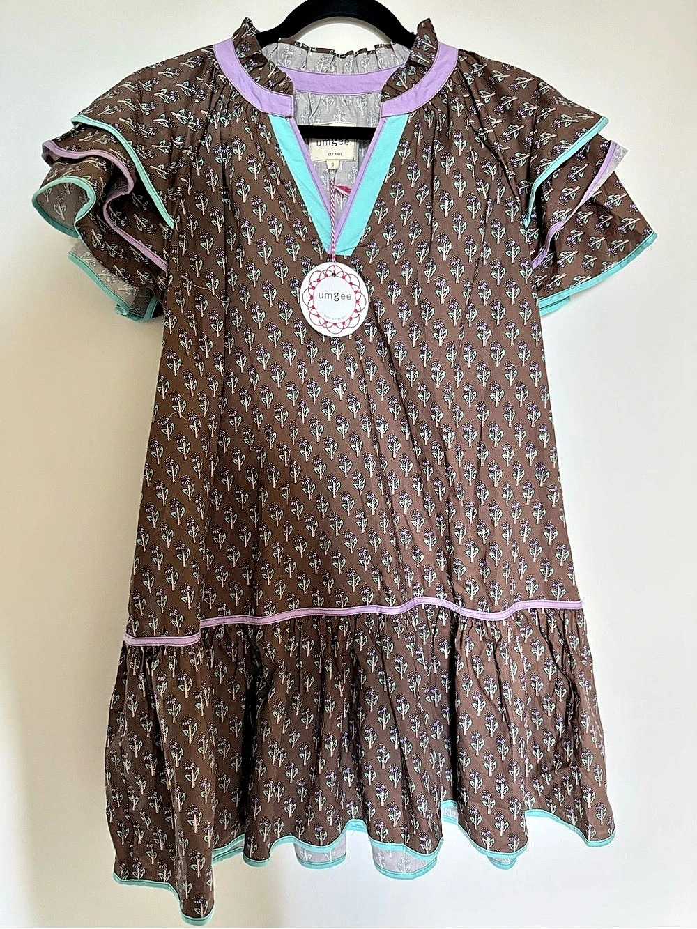 umgee Floral Dress in Brown & Purple Size small NWT